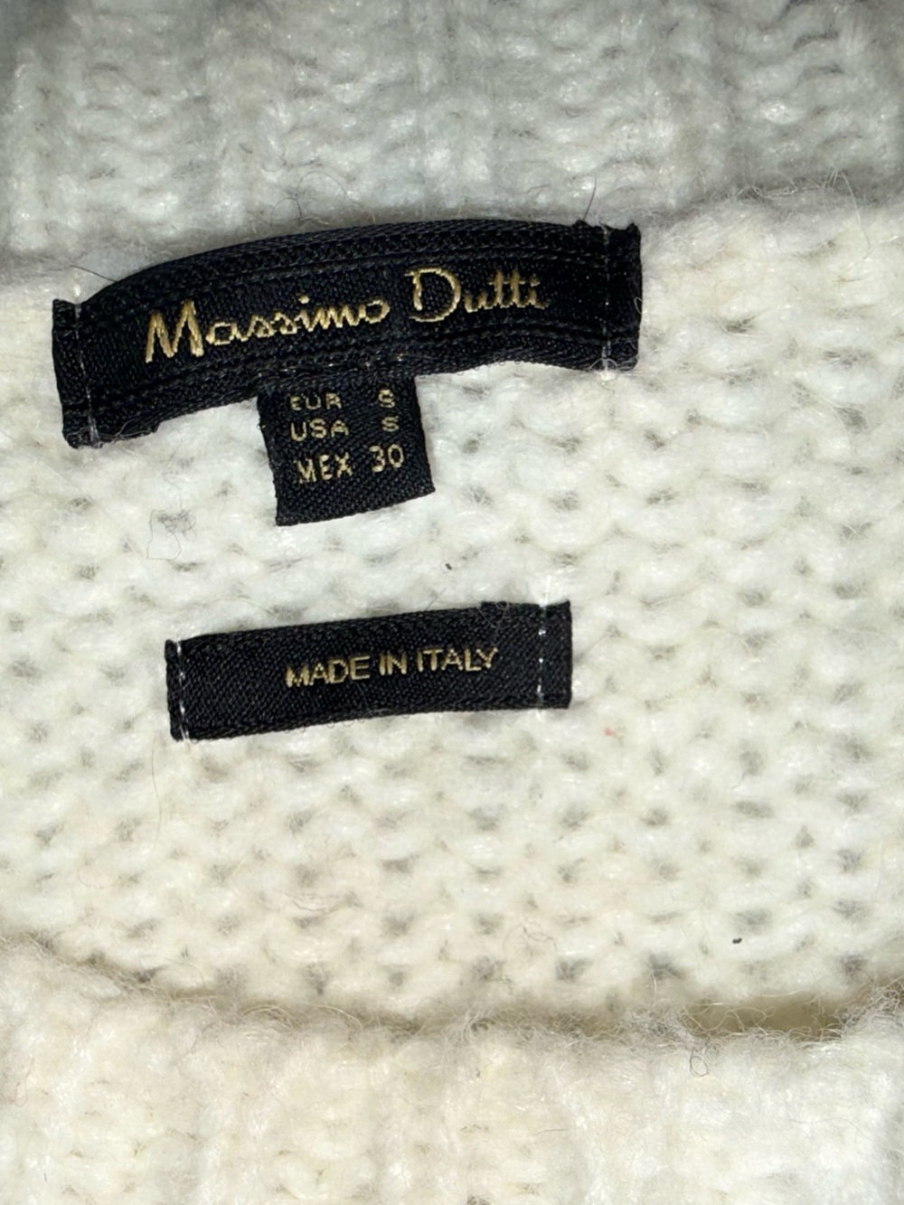 Massimo Dutti Striped Wool Blend Knit Sweater Gray Ivory  Small Made in Italy - Picture 8 of 8